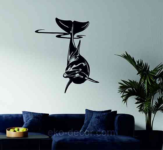 Декоративное настенное Панно «Дельфин» Декор на стену 110*94 см, Черный Киев