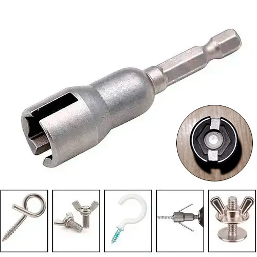 Ключ для барашковых гаек и крючков 65мм, тип В, насадка для шуруповерта, CR-V, серый Винница - изображение 1