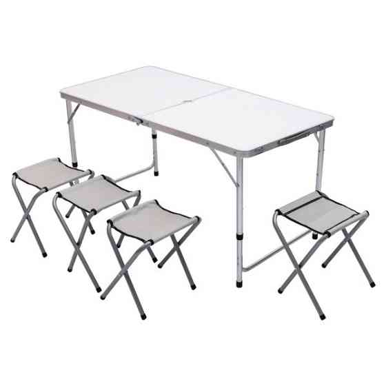 Набір складних меблів для кемпінгу стіл + 4 стільці набір меблів для пікніка туристичний Білий JY-12060W Київ