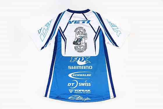 Футболка (Джерсі) чоловіча L-(Polyester 80% / Spandex 20%), короткі рукави, вільний крій, біло-синя, НЕ оригінал Киев