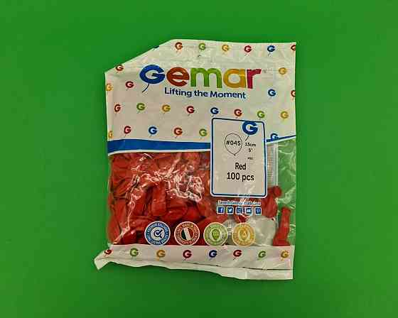 Повітряні кульки 5" (13 см) пастель червоний 100 шт Gemar (1 пачка) Харків