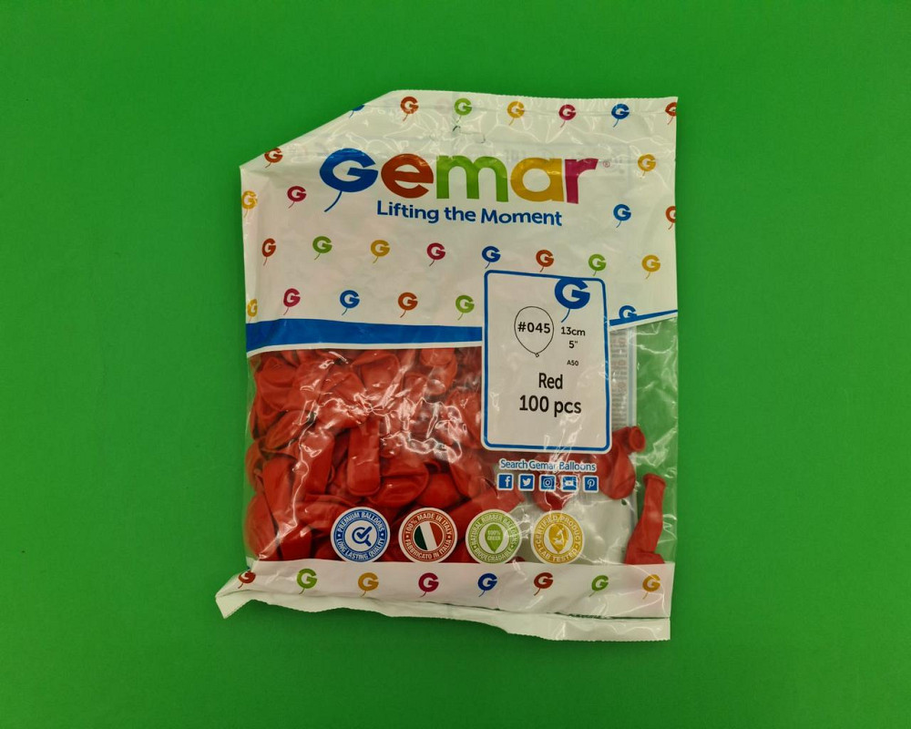 Повітряні кульки 5" (13 см) пастель червоний 100 шт Gemar (1 пачка) Харків - фото 1