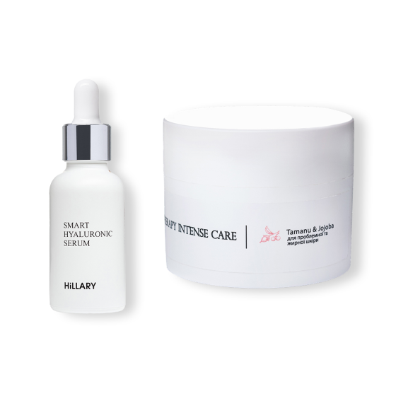 Гіалуронова сироватка Smart Hyaluronic + Крем для жирної та проблемної шкіри Tamanu & Jojoba Київ