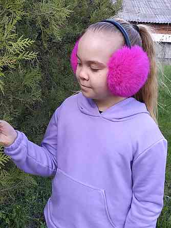 Хутряні навушники дитячі з кролика Фуксія Харків