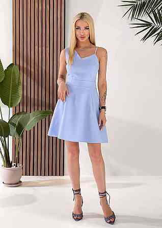 Женское коктейльное мини платье из плотной костюмки Голубой, 46 Одесса