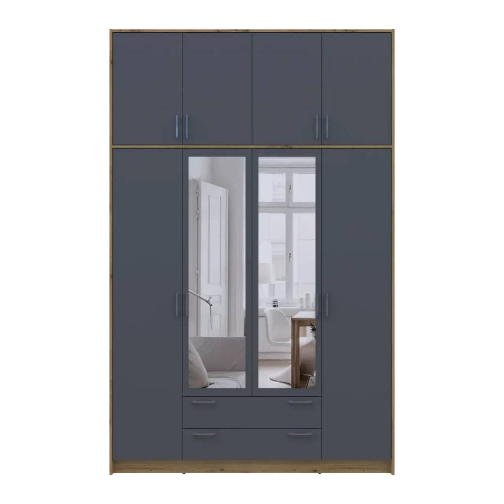 Шафа для одягу Doros Ронді з високою антресоллю і дзеркалом Дуб Артизан/Графіт 4 ДСП 160х52х260 (DRS-011879) Львів - фото 5