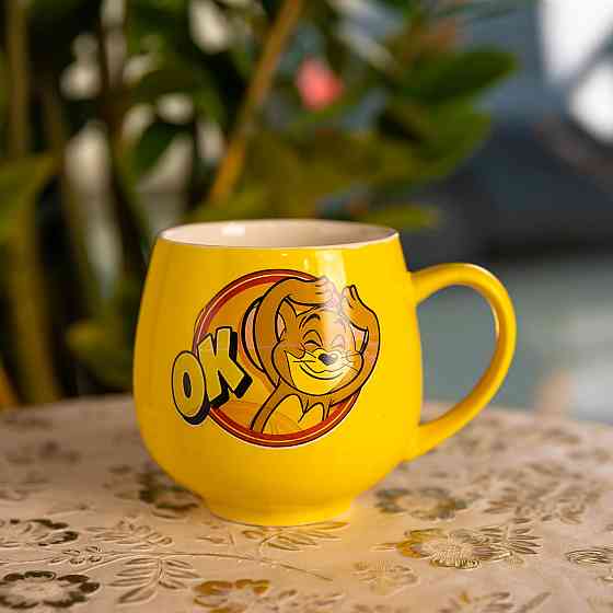 Святкова порцелянова чашка "Веселі Герої" 400 мл, Кружка дитяча із порцеляни на подарунок Жовта FM-13OK Коломия