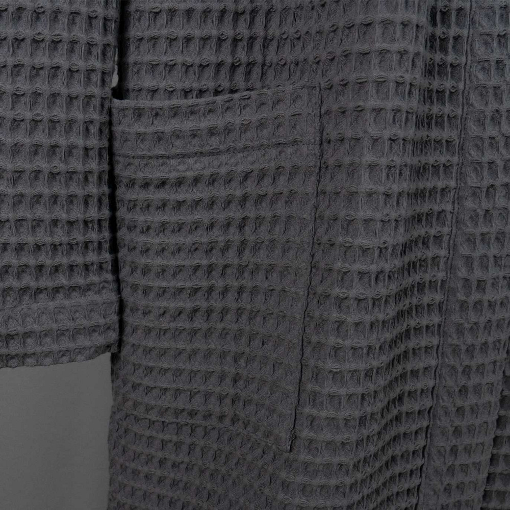 Вафельний халат жіночий з коміром, довгим рукавом YouStar 100% бавовна 380 г/м2 (Сірий) M Суми - фото 13