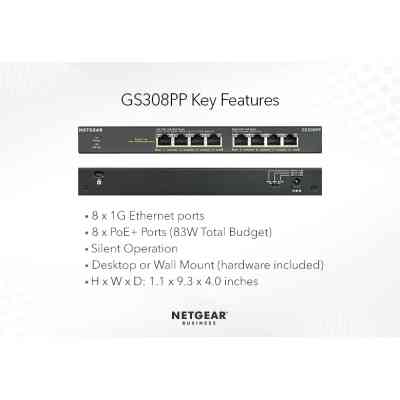 Коммутатор сетевой Netgear GS308PP-100EUS Винница