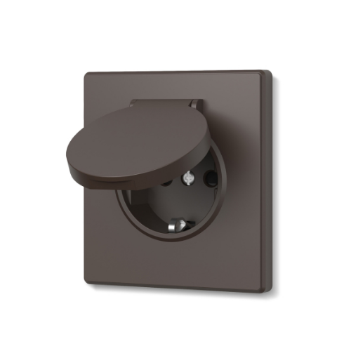 Розетка одинарна з/з та кришкою мокко VIDEX NOTA (VF-NT-SK1GC-BR) Житомир