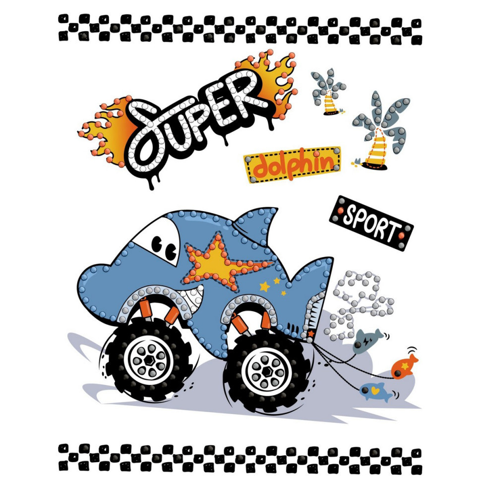 Алмазна мозаїка з частковою викладкою "Машина-дельфін" AMV1231, 15x20см Вінниця - фото 1