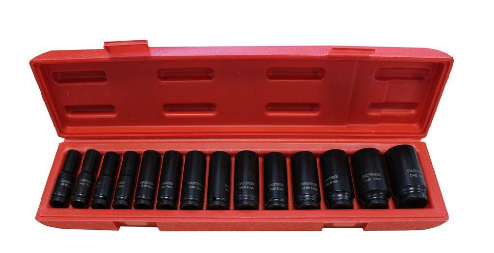 Набір головок ударних глибоких 14пр. 1/2" 6-гранні (11-15, 17-19, 21, 22, 24, 27, 30, 32мм) в кейсі Одеса - фото 1