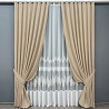 Комплект штор VR-Textil Мікровелюр Petek 200х270 2шт і Тюль 600х270 2013ш-1706т Бежевий з молочним 71-194/7