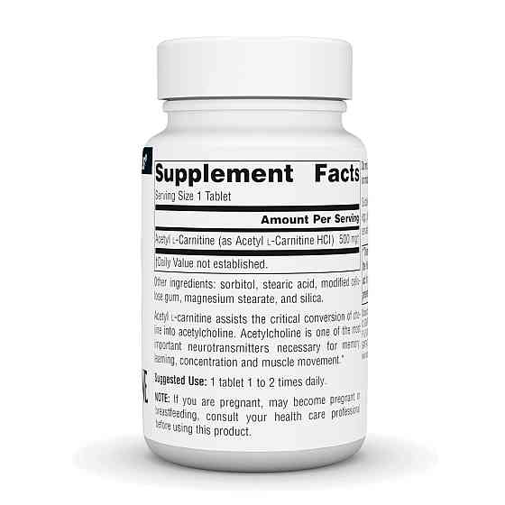 Ацетил-L-карнітин Soursce Naturals Acetyl L-Carnitine 500 mg 30 таб Київ