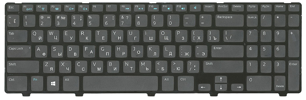Клавиатура для ноутбука Dell Inspiron (3521, 5521, 3537, 5537) Black, (Black Frame), RU Вінниця - фото 2