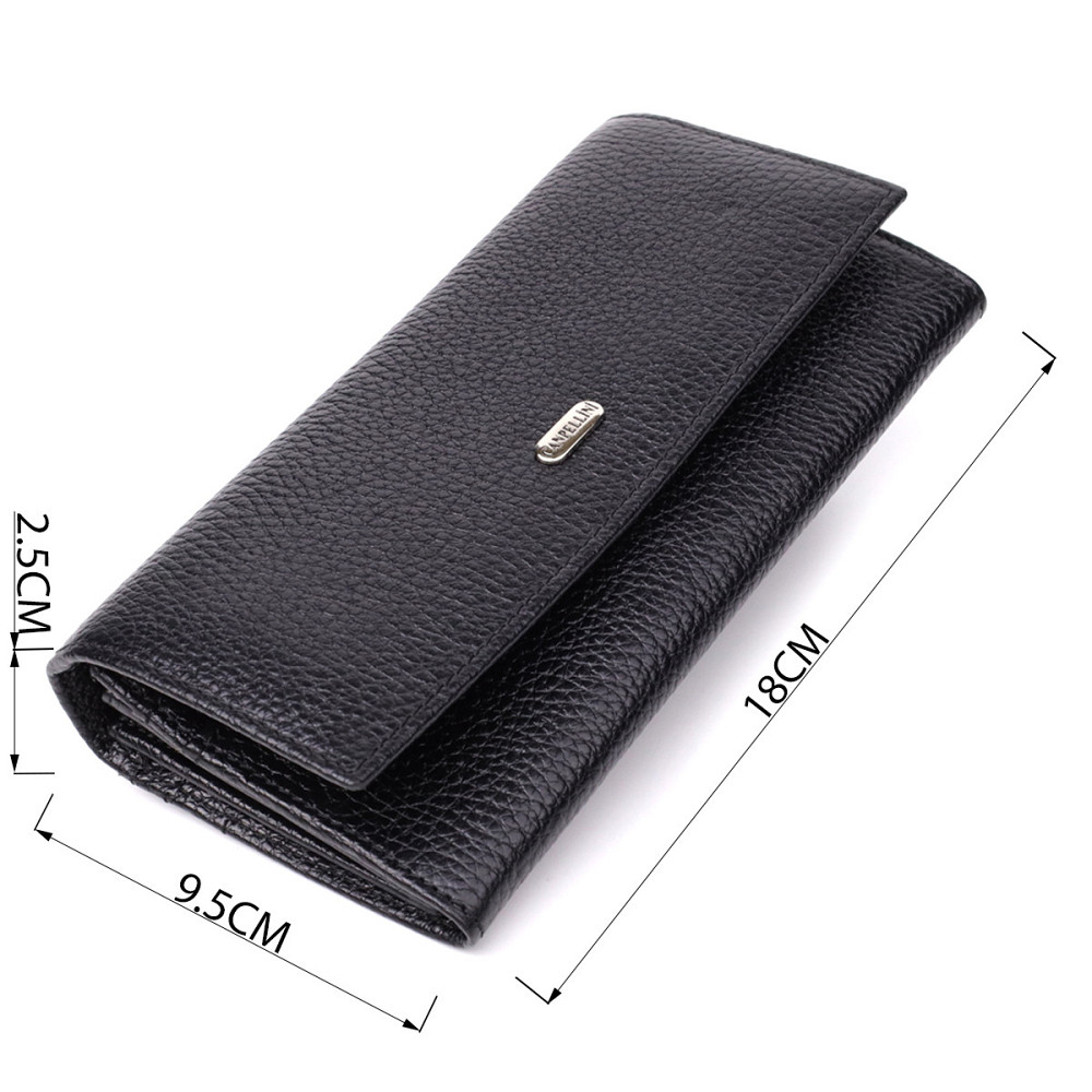 Класичний жіночий гаманець з натуральної шкіри Чорний (CANPELLINI) Київ - фото 7