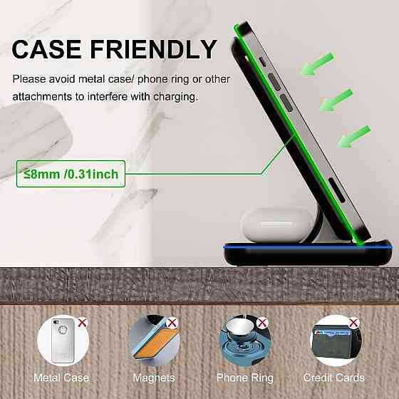 Зарядна станція Minthouz MT-CW002 чорний 3-в-1 18W QC3.0 індукційна безпровідна для iPhone Apple Watch AirPods Київ