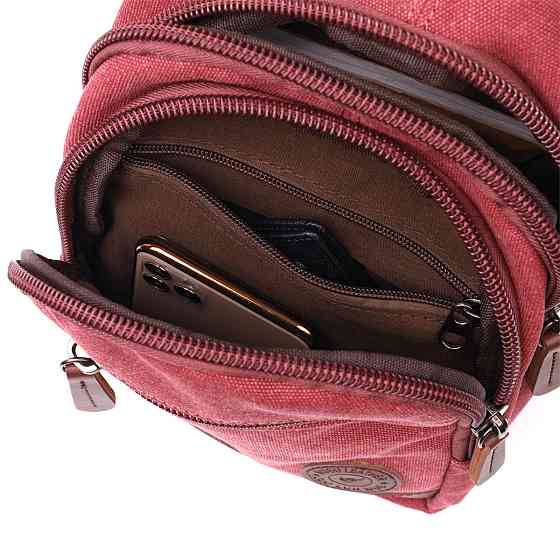 Чоловіча стильна сумка через плече з ущільненою спинкою Vintagе 22175 Бордовий Київ