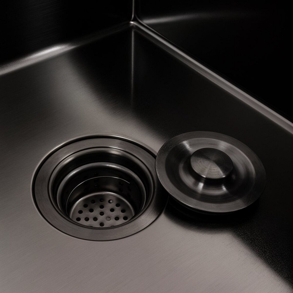 Кухонна мийка CM 78*50 R чорна PVD VALESO Handmade (круглий сифон 3,0/0,8) Коломыя - изображение 5