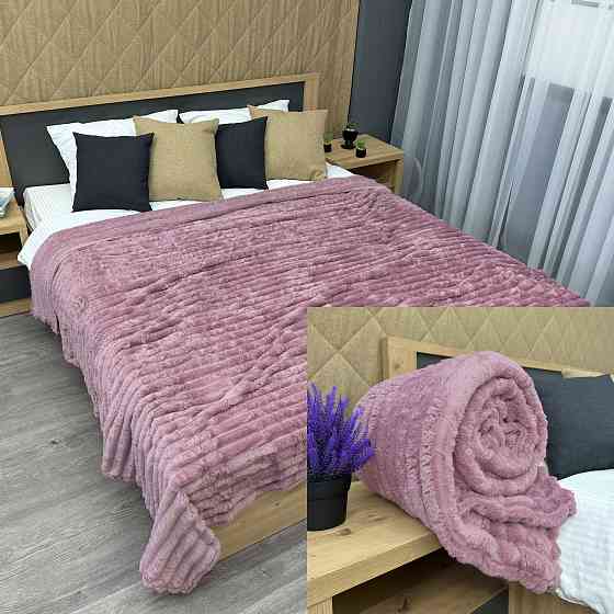 Плед-покривало смужка Шарпей 210х220 см (+-10см) Ліловий (87-198) Київ