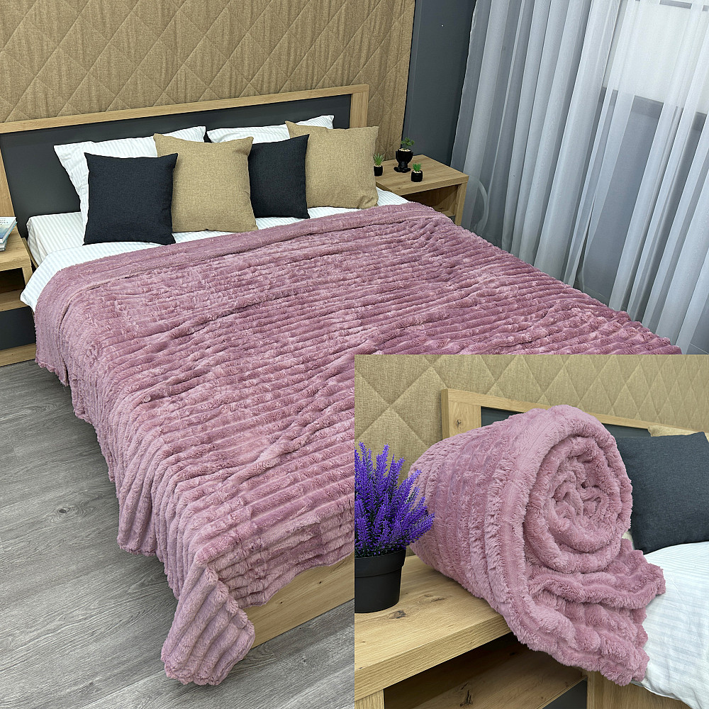 Плед-покривало смужка Шарпей 210х220 см (+-10см) Ліловий (87-198) Київ - фото 1