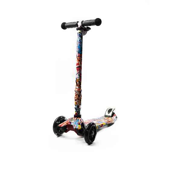 Самокат детский трехколесный складной iTrike MAXI JR 3-055-WP6 с подсветкой колес Черный Каменец-Подольский