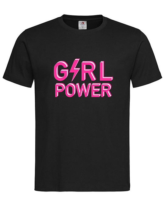 Футболка "Girl Power" чорна – стильна жіноча футболка з принтом, 100% бавовна Городище - фото 1