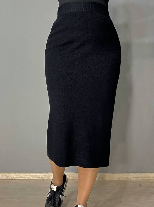 Спідниця жіноча Accorddream 8631 вʼязана міді з розрізом, чорний, one size Київ - фото 2