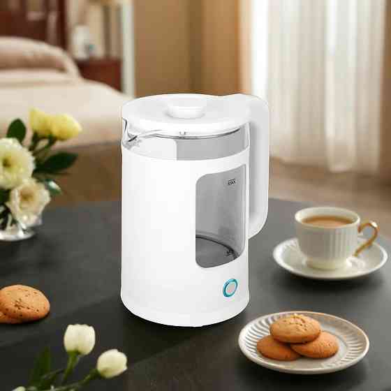 Электрический чайник 2л, 2200Вт + база, СВ 9212, Белый / Электрочайник прозрачный / Дисковый электрочайник Киев