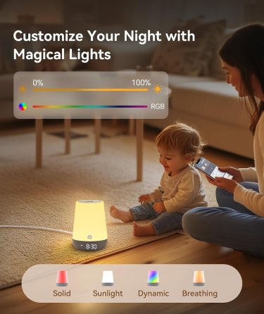 Dreamegg Nite 1 генератор білого шуму для дітей, 34 звуки, нічник, Wi-Fi, розумний годинник-тренер для сну Київ