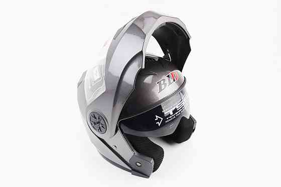 Шолом модуляр, закритий з відкидним підборіддям+відкидні окуляри BLD-159 S (55-56см), СІРИЙ глянець Киев