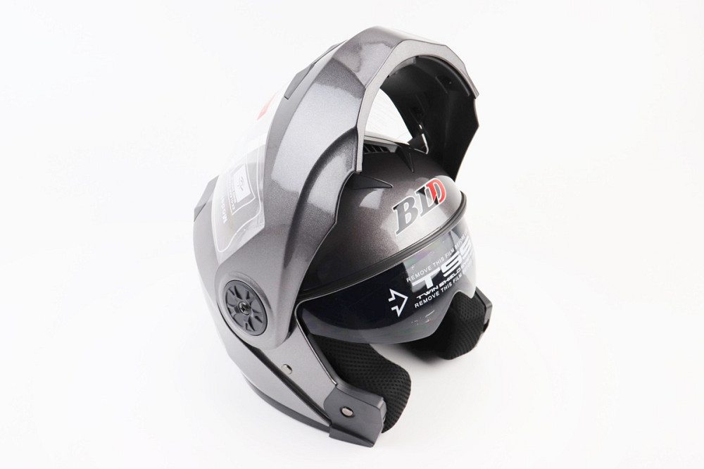 Шолом модуляр, закритий з відкидним підборіддям+відкидні окуляри BLD-159 S (55-56см), СІРИЙ глянець Київ - фото 2