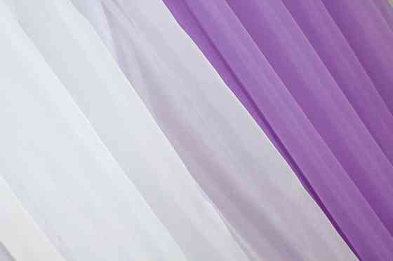 Кухонные шторки VR-Textil № 096к с подвязками сиреневый с белым 400х170 см (50-803) Киев