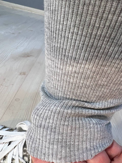 Лосини жіночі A-N 9608 з бавовни дрібний рубчик широкий пояс з вишивкою, сірий, one size Київ - фото 18