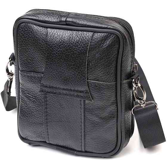 Удобная мужская сумка на пояс из натуральной кожи Черная (Vintage) Киев