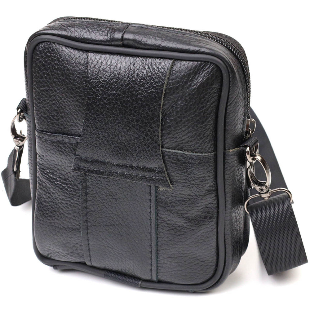 Зручна чоловіча сумка на пояс із натуральної шкіри Чорна (Vintage) Київ - фото 6