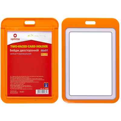 Бейдж Optima премиальный вертикальный 66х97 мм двусторонний, оранжевый, оранжевый (O45684) Винница