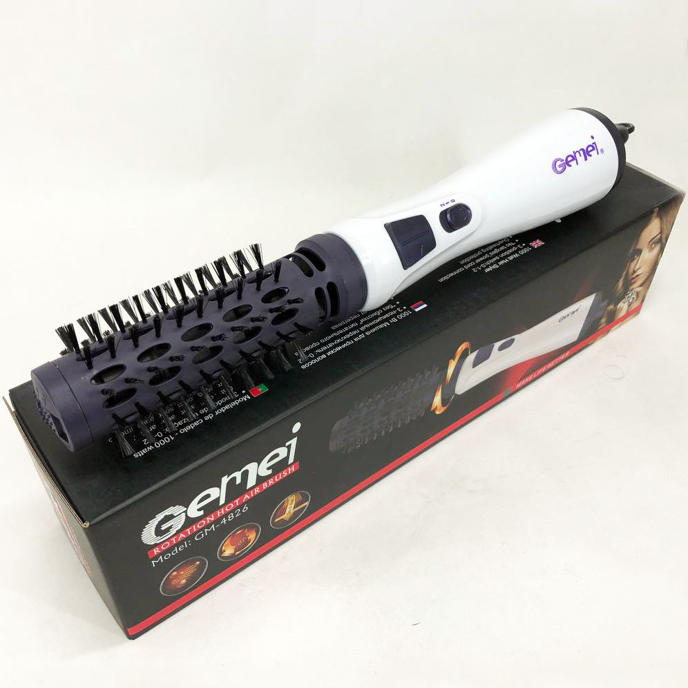 Фен-брашинг для волос Gemei GM-4826 1000Вт, Фен щетка с вращающейся насадкой, Щетка сушка для волос WN-68 Львов - изображение 14