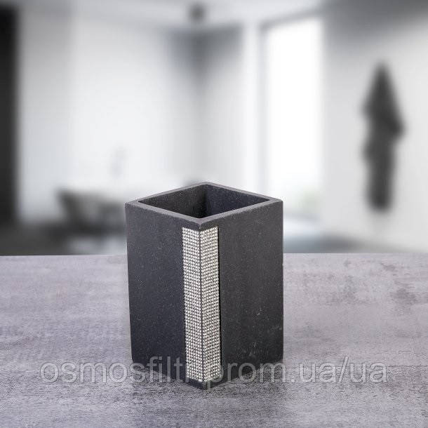 Стакан для зубних щіток Axentia Ліндос чорний полігума 350 мл Н 10.8 см 7.2х7.2 см (134475) Київ - фото 4