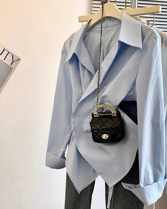 Стильна жіноча сорочка зі щільного котону (Туреччина) Блакитний, 40/42 Одеса - фото 3