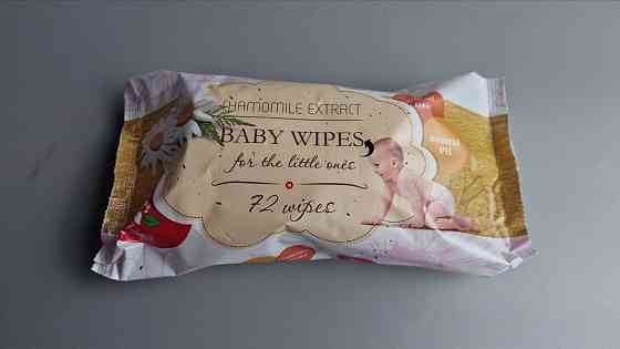 Влажная салфетка  ромашка 72 шт без клапана BABY WIPES  