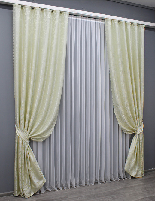 Комплект готових штор VR-Textil Жакард Magic № 1601ш Молочний 145х270 см 2 шт (33-0471) Киев - изображение 3