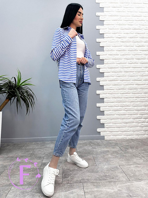 Сорочка з довгими рукавами "Strike" оптом | Батал | Розпродаж моделі 50-52, Блакитна смужка Київ - фото 4