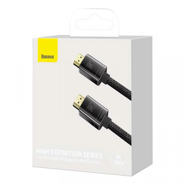 Кабель HDMI M - M, 2m, V2.1 8K, High Definition Series (Zinc alloy) WKGQ000101 Baseus Чорний (WKGQ000101) Київ - фото 5