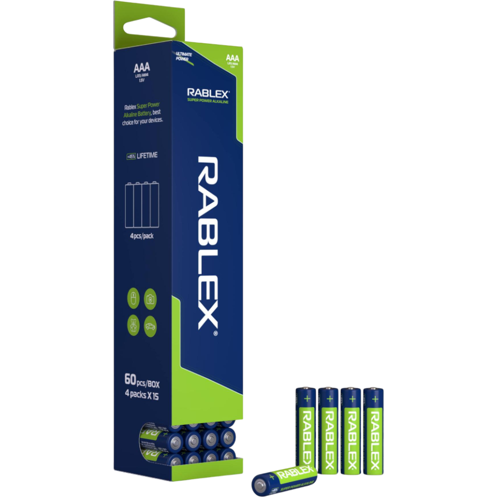 Батарейка Rablex LR3 AAA Super Power Alkaline (60 шт в пачці) Дніпро - фото 1