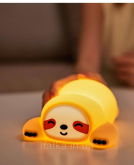 Ночник детский силиконовый сенсорный Ленивец VALESO A046 для спальни аккумуляторный желтый Киев - изображение 5