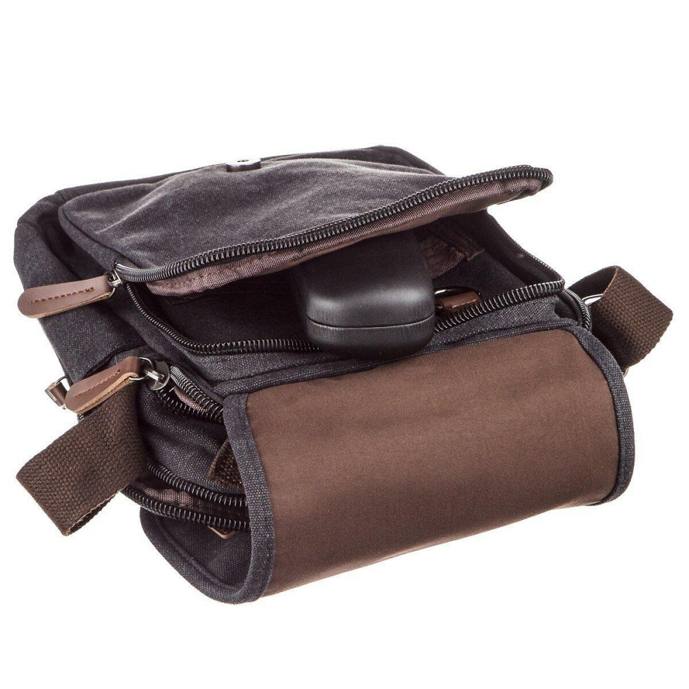 Универсальная текстильная мужская сумка на два отделения Черная (Vintage) Киев - изображение 3