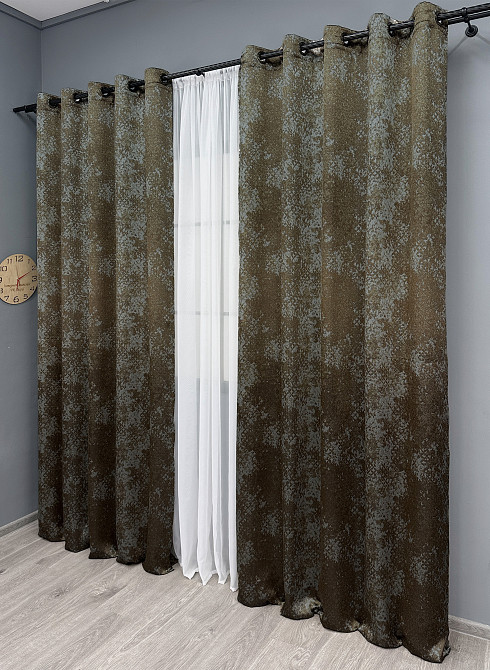 Комплект штор на люверсах VR-Textil Мрамор Al-9 № 1639ш Коричневый с серым 150х270 см 2 шт (37-0175) Киев - изображение 3