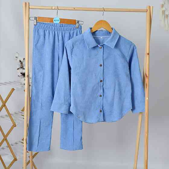 Святковий вельветовий костюм сорочка+штани для хлопчика блакитного кольору Кам'янець-Подільський