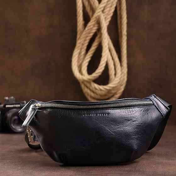 Кожаная бананка унисекс GRANDE PELLE 11569 Синяя Киев